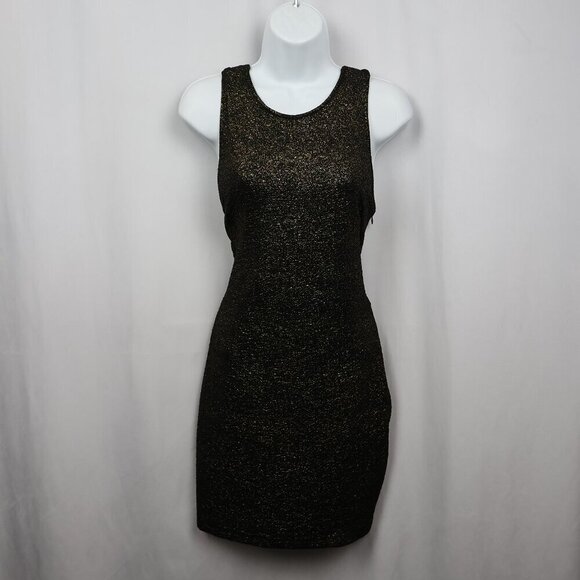 ASTR The Label Metallic Black Sleeveless Glitter Party Bodycon Mini Dress - LG - Picture 2 of 12
